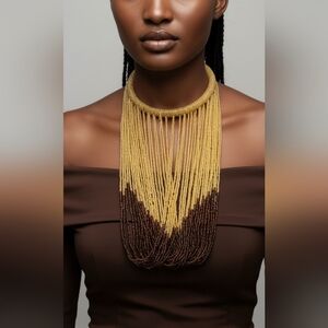 African handmade beaded statement necklace